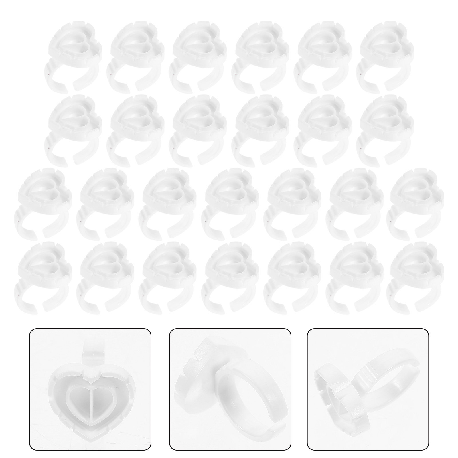 Eyelash Extension Process - 100Pcs Eyelash Glue Ring Holder White
