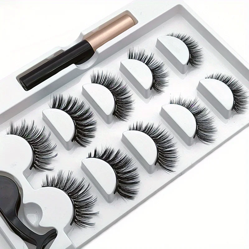 5 Pairs Magnete Eyelashes Set  - Eyelash Extension Uv Glue 评论和价格