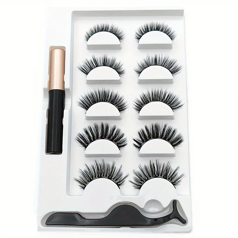 5 Pairs Magnete Eyelashes Set  - Eyelash Extension Uv Glue 评论和价格