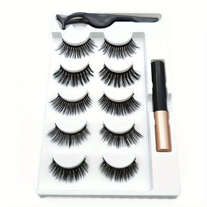 5 Pairs Magnete Eyelashes Set  - Eyelash Extension Uv Glue 评论和价格