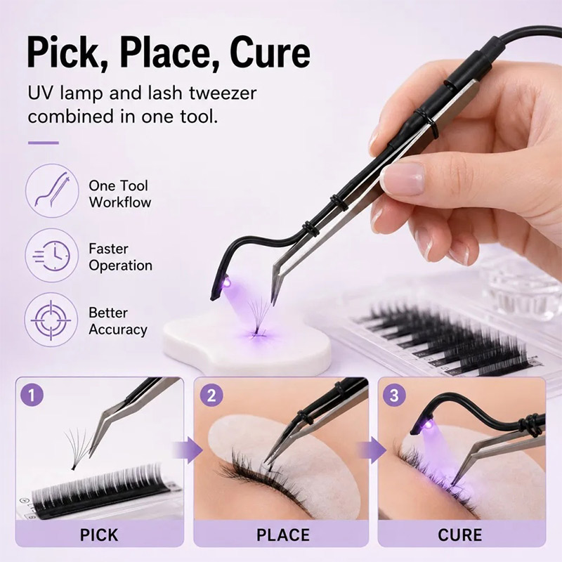 Mini UV Lash Lamp Tweezers 2‑S - Eyelash Extension Uv Glue 评论和价格