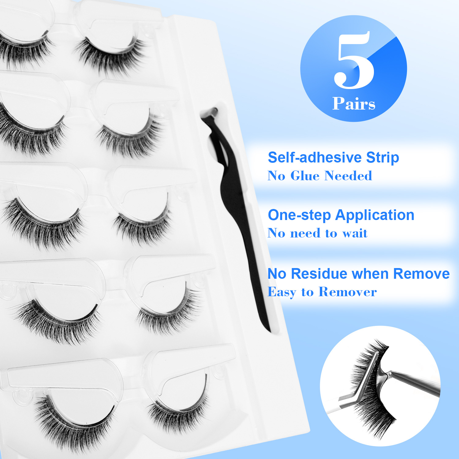 5 Pairs Glue-free Self-adhesiv - Eyelash Extension Uv Glue 评论和价格